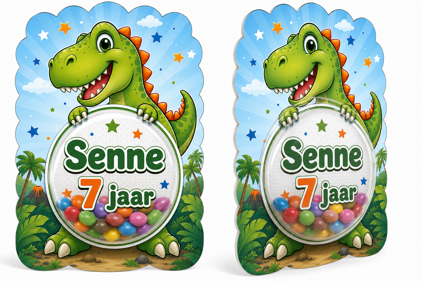 Snoepkaart met Snoepbol – Dinosaurus