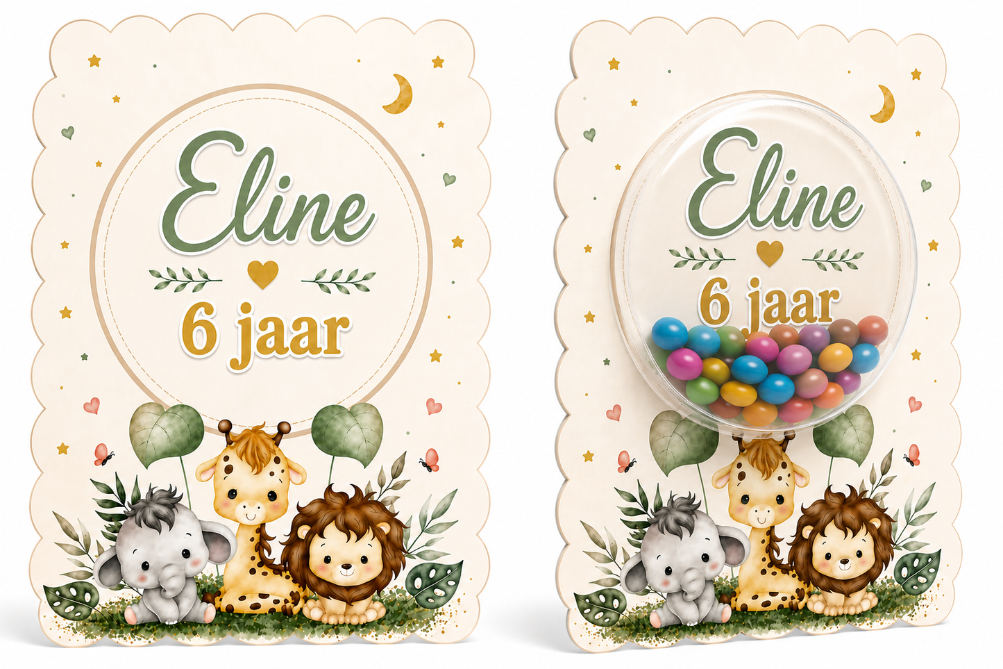 Snoepkaart met Snoepbol – Junglediertjes