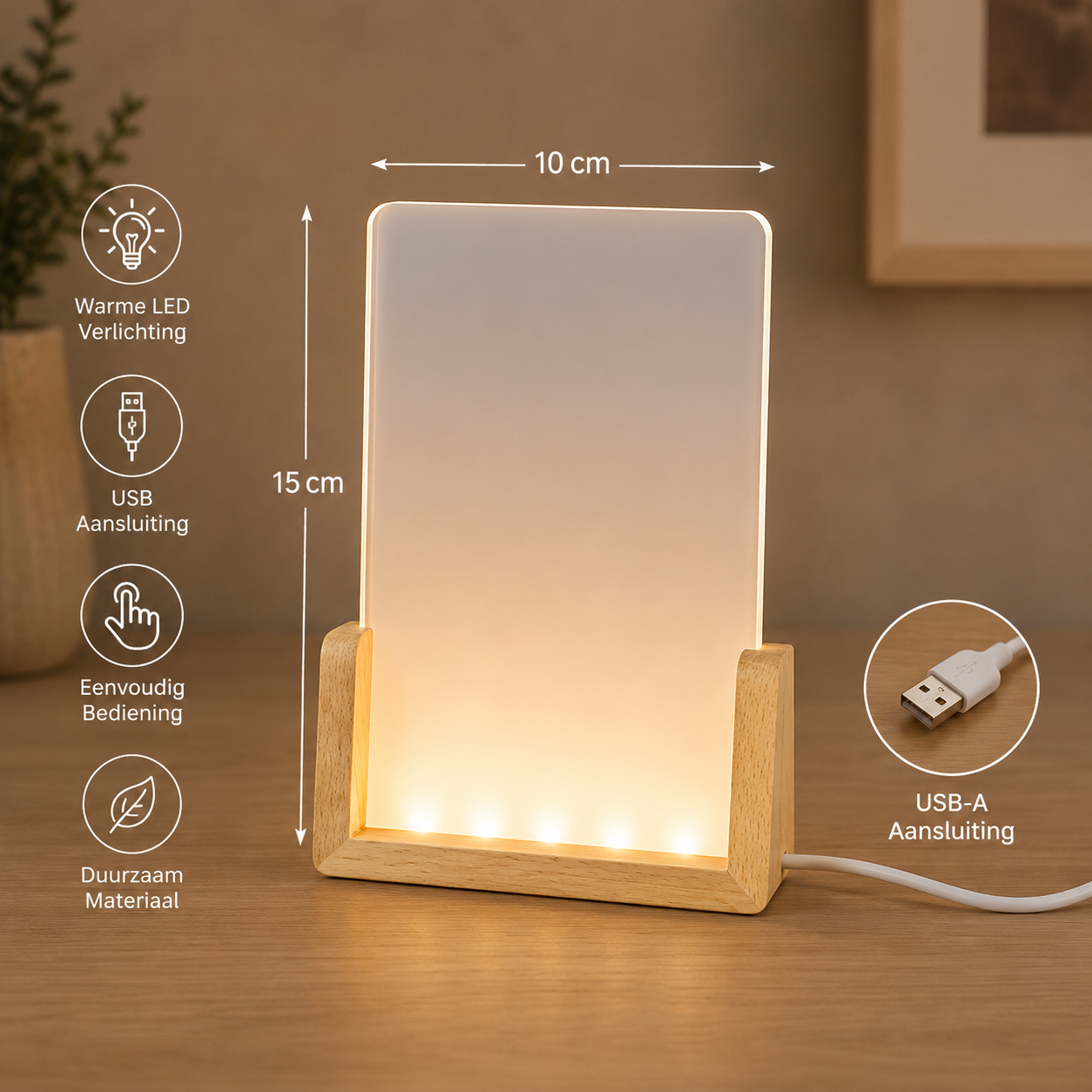 LED Fotolamp met Eigen Foto – Gepersonaliseerd Nachtlampje 15 x 10 cm