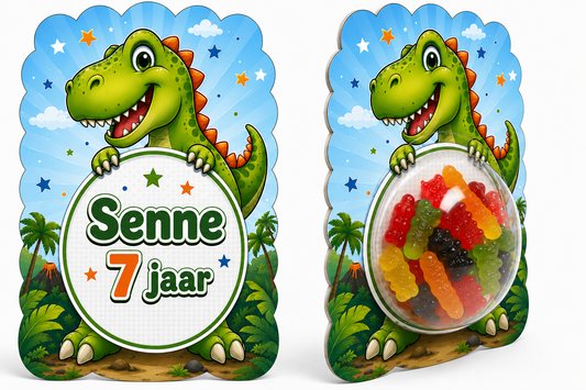 Snoepkaart met Snoepbol – Dinosaurus