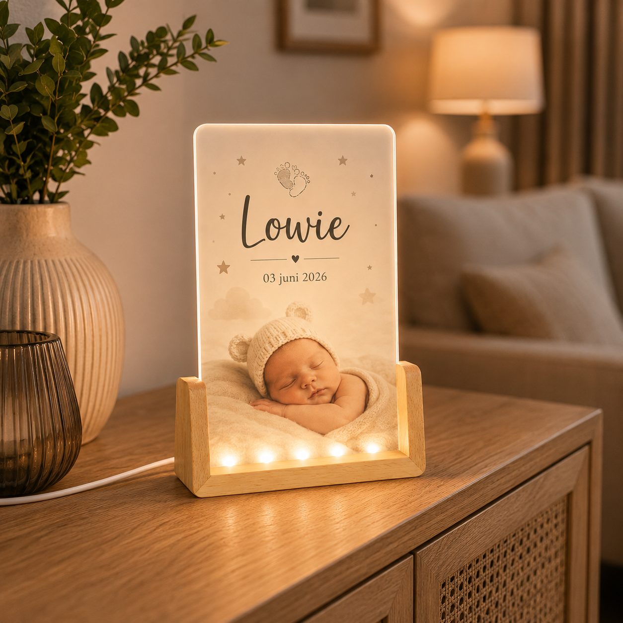 LED Fotolamp met Eigen Foto – Gepersonaliseerd Nachtlampje 15 x 10 cm