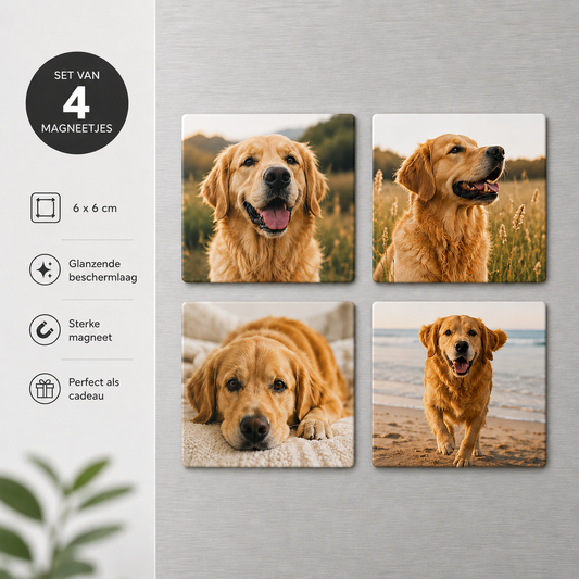 Fotomagneet set met eigen foto's – 4 stuks