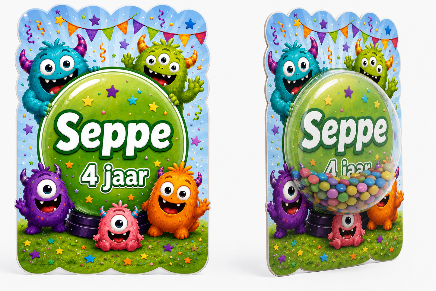 Snoepkaart met Snoepbol – Monstertjes