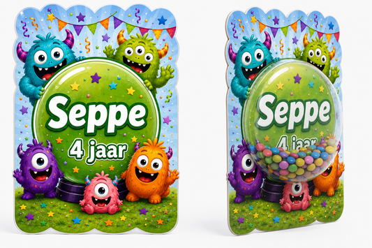 Snoepkaart met Snoepbol – Monstertjes