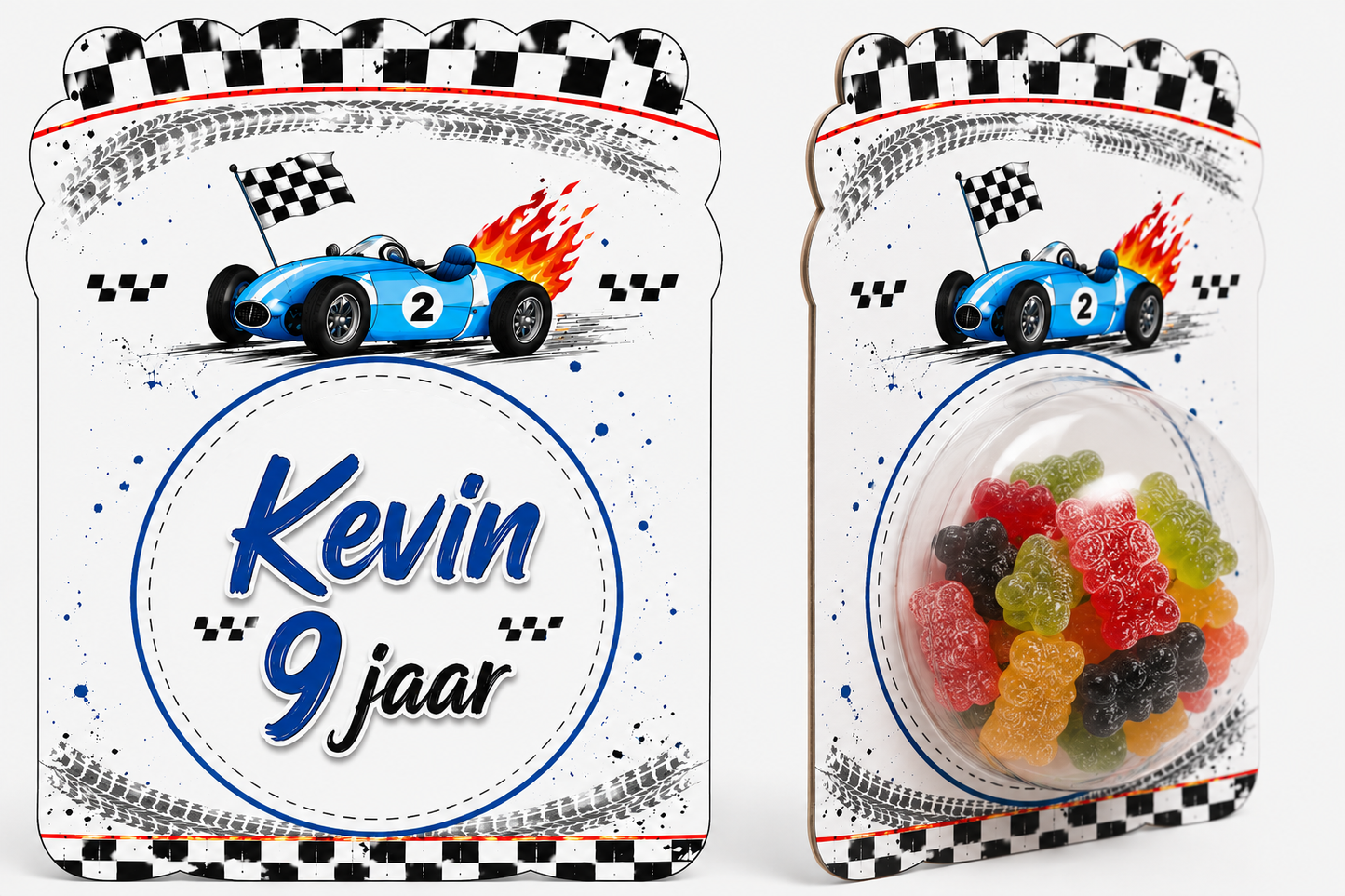 Snoepkaart met Snoepbol – Racewagen
