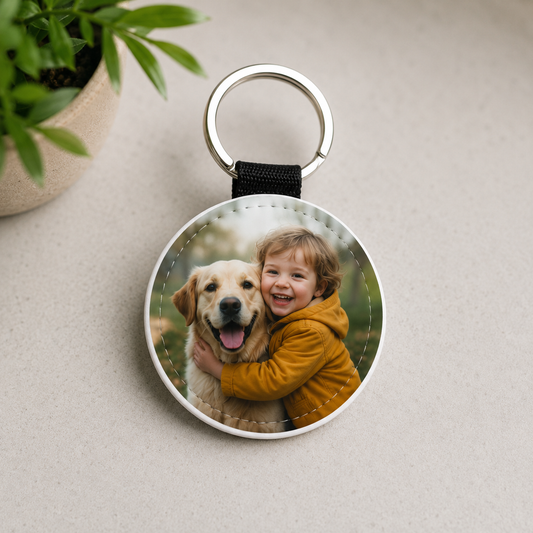 Ronde sleutelhanger met eigen foto of ontwerp (5 cm)